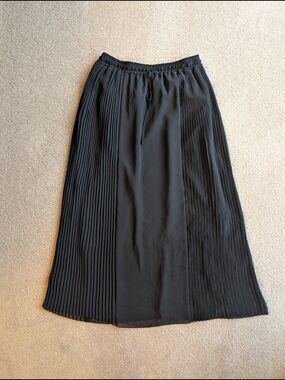 Black Pleated Panel Maxi Skirt - Women's